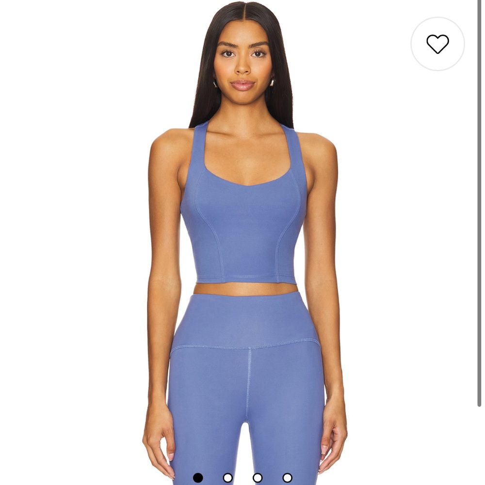 NWT Beyond Yoga Set: Powerbeyond Midi Legging Cropped Tank Hazy Peri Peri Small - Picture 2 of 7